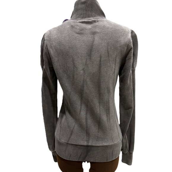 Fornarina Grey Lace Bodice Sweatshirt Zipper Top - Picture 4 of 11